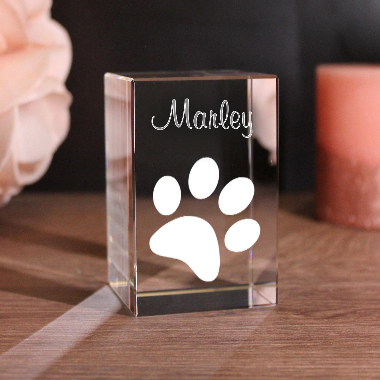 LovePets 2D/3D Glaskristall Quader Pfotenabdruck LovePets 2D/3D Glaskristall Quader Pfotenabdruck